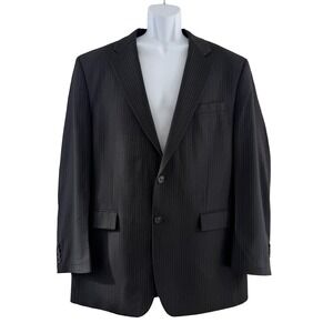 Lauren Ralph Lauren Suit Jacket Mens 44L Gray Pinstripe Wool 2 Button Blazer